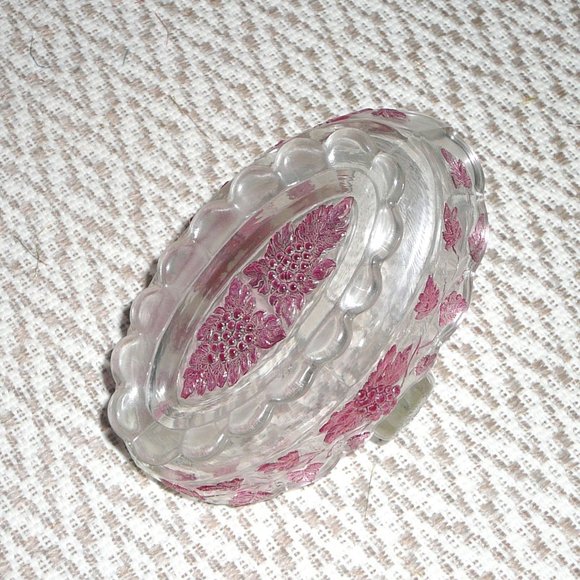Vintage Westmoreland Grapevine Ruby Red Glass Candy Dish Handled Bowl Unused - Picture 6 of 9